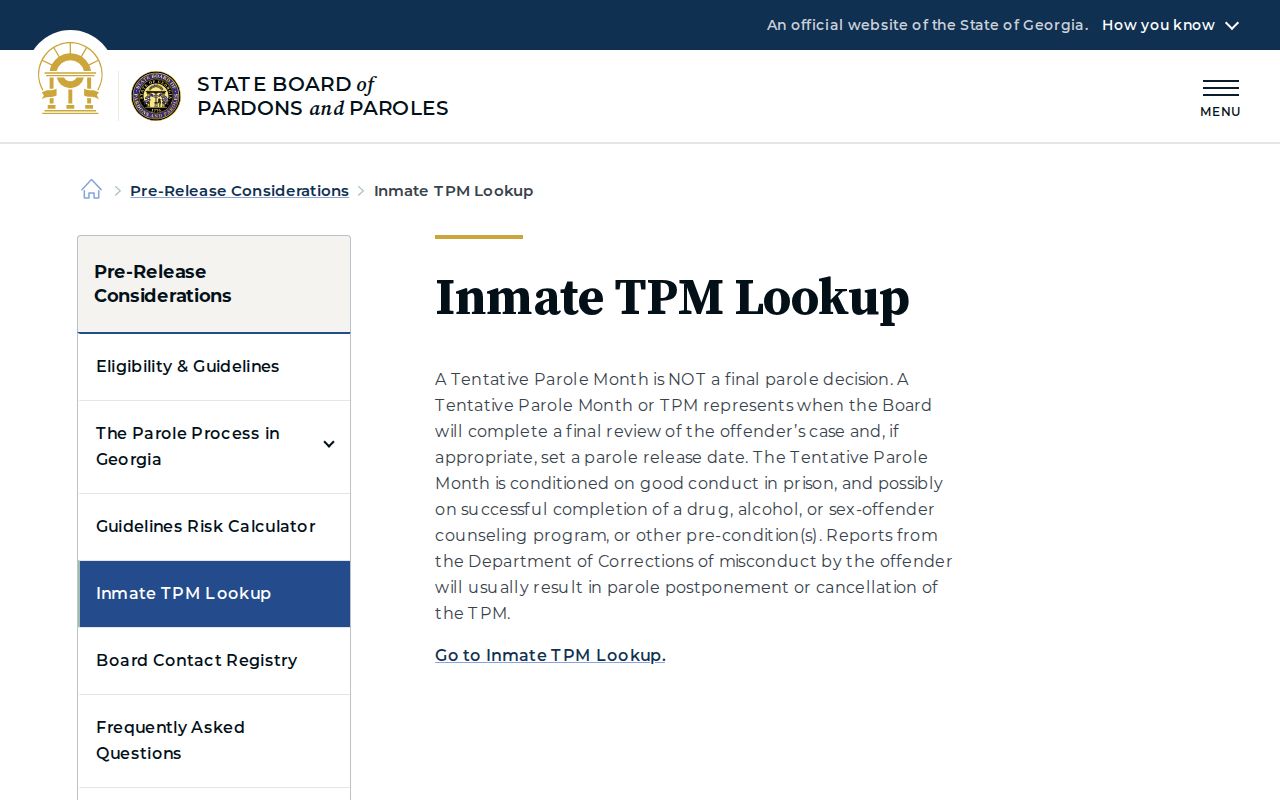 Johnson County projected release date tentative parole month lookup